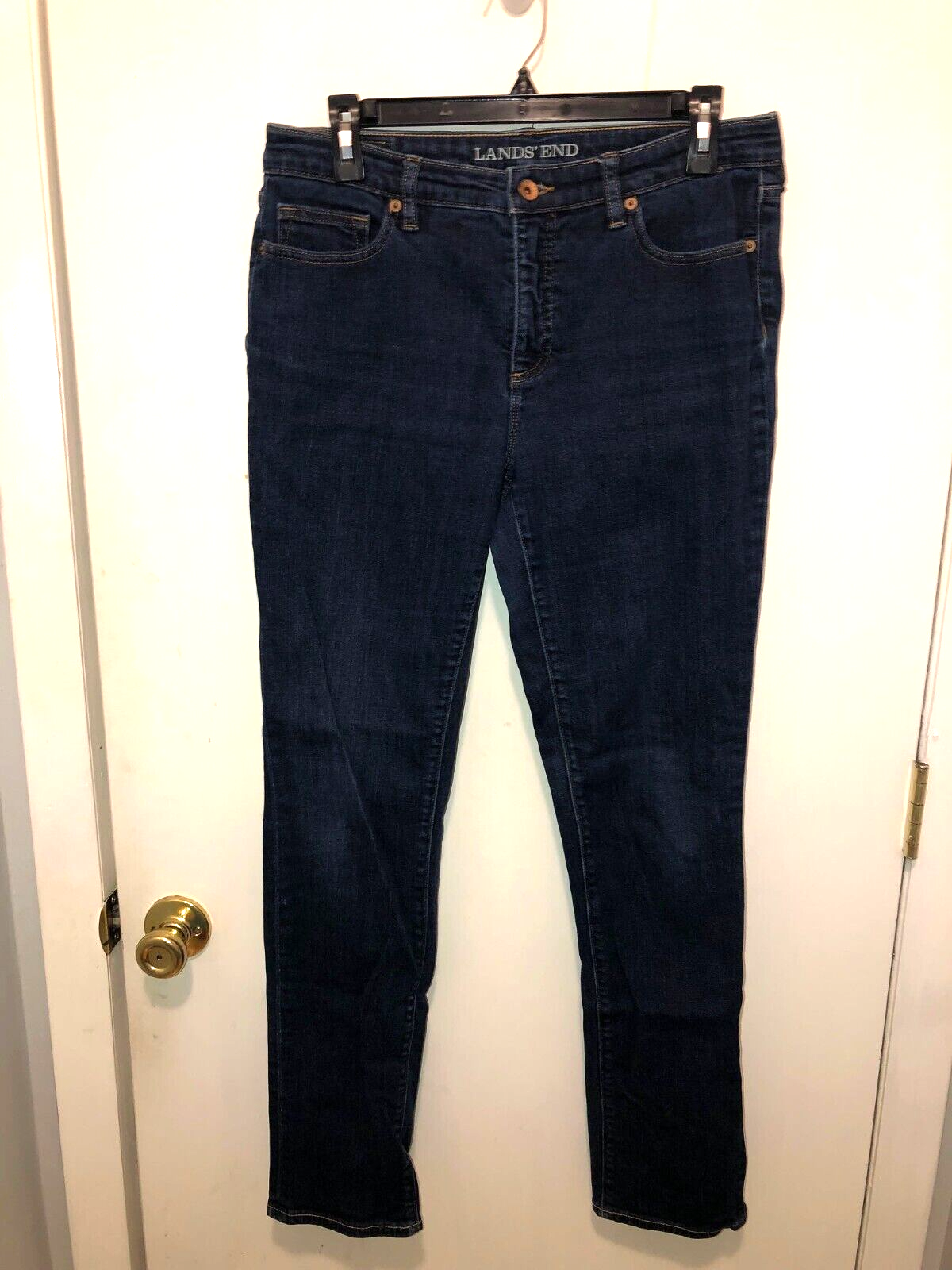 Lands End Womens SZ 10 Mid Rise Slim Blue Jeans 31X30 Cotton Blend - $11.87