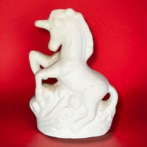 Vintage Bisque Small Unicorn Figurine Ceramic 2.5&quot; White Unpainted - $11.69