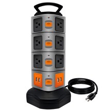Power Strip Tower, Surge Protector Electric Charging Station, 14 Outlet Plugs Wi - £51.12 GBP