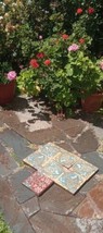 Art Nouveu Boch Freres Floral antique original 7 encaustic floor tiles  - £135.53 GBP