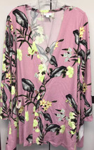 NWT LuLaRoe Medium Pink Black Yellow Green Floral Caroline Cardigan Sweater - £27.58 GBP
