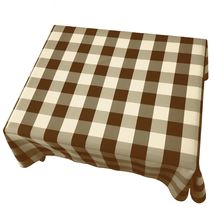 58&quot;x72&quot; - Brown Cream - Tablecloth Buffalo Check Country Style Plaid Picnic - £31.57 GBP