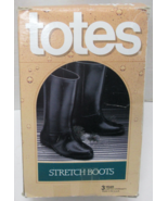 Vintage 1990 Totes Stretch Boots Black Rubber USA  Extra Large (12-14 shoe) - $28.49