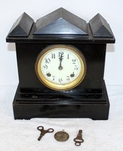 Antique New Haven Clock Co Heavy Iron Key Wind Art Deco Chime Mantle Clo... - £786.44 GBP