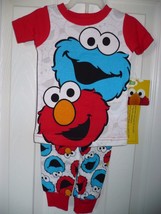 Elmo &amp; Cookie Monster Boys Pajamas Size 9 MONTHS Shirt &amp; Pant Snug Fit - £8.57 GBP