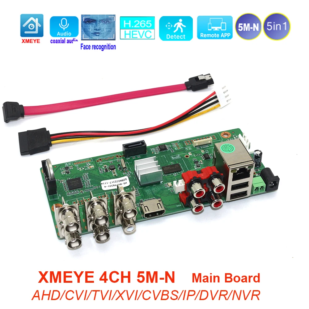 Cctv Video Recorder 4CH 5M-N Xmeye Nvr 1080P Dvr Main Board 4 Channel 6 In 1 Ahd - £35.07 GBP