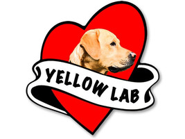 Yellow Lab Heart Banner Labrador 5&quot; Toolbox Helmet Decal Sticker Usa Made - £13.53 GBP