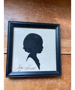 Small Vintage Signed Black Child Silhouette in Black Painted Wood Frame ... - $13.09