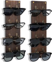 Set of 2 Rustic Mounted Sunglasses Storage Organizer Wood Eyeglasses Hol... - $37.66