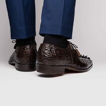 Cancun Genuine Hornback Caiman Crocodile dress Shoes Brown image 8
