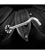 925 Sterling Silver Single Black Crystal Nose Stud Screw Pin Jewellery Gift - $8.81