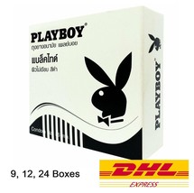 Set Playboy Black Tie Condom 52 mm Sleek Black Latex with Extra Lubricated - £30.74 GBP+