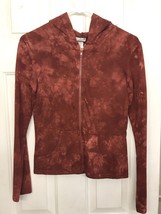Rave Brand Tie Dye zip up Hoodie Sweater Maroon Brick Long Sleeve VGPC Small - £11.65 GBP