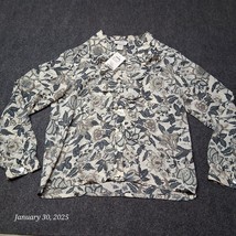 NWT Vintage Impressions Blouse Women Size 12 Busy Ruffled Floral Print - $13.97