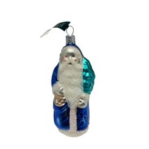 Midwest of Cannon Falls Vintage Glass Ornament Father Christmas Blue Czech Rep - $10.76