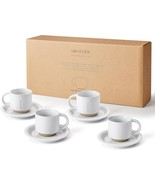 3oz Espresso Cups Set of 4, Ceramic, Modern, Microwave Safe, Snow - $534.96 MXN
