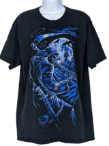 Men&#39;s Size L Grim Reaper Skeleton T-Shirt Graveyard Crows Flying - £17.06 GBP