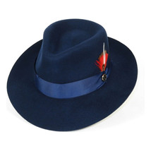 Bruno Capelo Hat Australian Wool Fedora Pinch Front Milan Snap Brim Mi501 Navy image 2