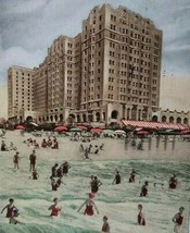 The Ambassador Hotel Atlantic City Postcard Ocean Bathers Beach New Jersey 1938 - £9.32 GBP