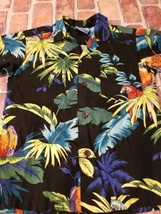 Vintage RJC Hawaiian Shirt Kids Size 7  Parrots Short Sleeve Made In Hawaii - $17.81
