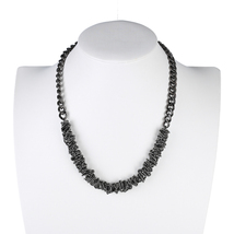 Charcoal Gun Metal Tone Statement Necklace with Twisted Chain Design - $45.99