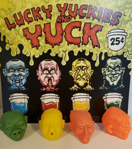 Vintage 4 Lucky Yuckies Yuck Head Set Gumball Vending Machine Toy Prizes   (#38) - £14.92 GBP