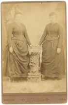 Circa 1880&#39;S Cabinet Card Two Beautiful Women Black Dresses Nichols Elkader, Ia - £9.58 GBP