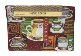 Home Decor Tapestry Placemat Set (4) 13&quot; x 19&quot; Multi-Color Coffee House - £11.84 GBP