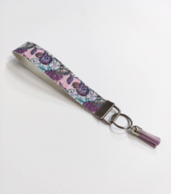 Wristlet Key Fob Keychain Faux Leather Nautical Seashells Purple Tassel New - £5.41 GBP