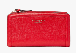 Kate spade Knott Zip Slim Bi-fold Leather Wallet~NWT~ Red - £74.31 GBP