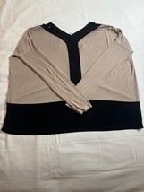 Addison KT2245A Shirt Women Brown & Black V-Neck Blouse Top Size Medium image 9