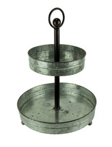 Zeckos Metal Rustic Round Two Tier Country Farmhouse Tray Serving Stand - £29.19 GBP+