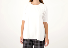 Attitudes by Renee Washed Cotton Crew Neck Top - White, LARGE - £19.33 GBP