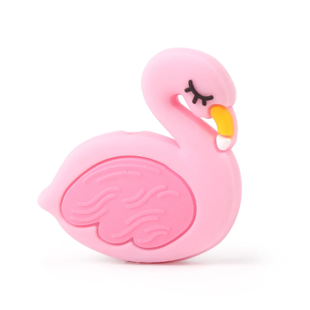 TYRY.HU 1pc Flamingo Silicone Beads Baby Teething Rings Making Food Grad... - $13.10