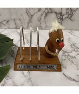 Vintage Mid Century Wood Mail Organizer Desk Decor Gnome Figure Small - $21.55 CAD