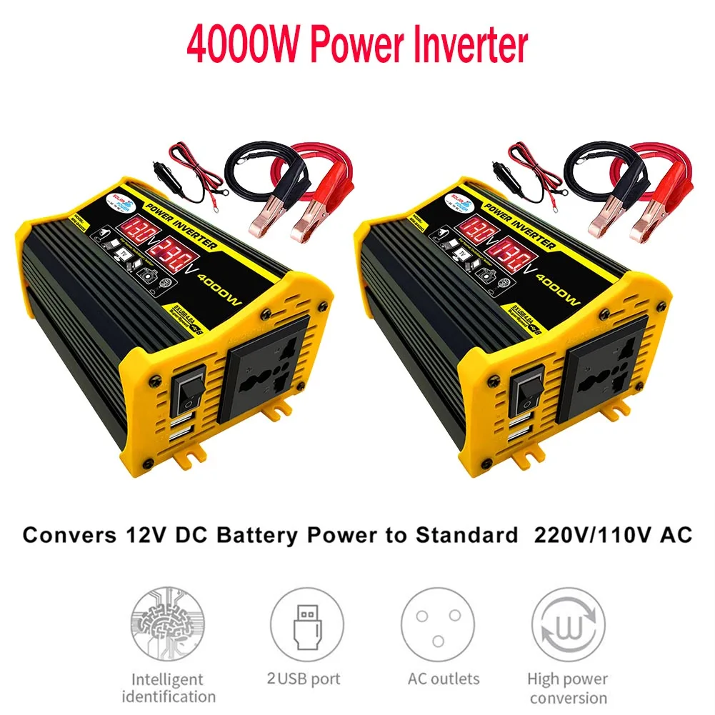 4000W Power Inverter Pure Sine Wave DC 12V to AC 110V/220V Transformer Power - £37.52 GBP+
