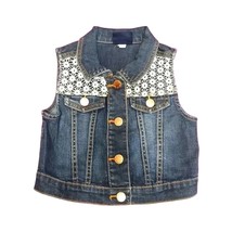 Oshkosh B&#39;gosh Blue Snap Button Lace Jeans Denim Kids Vest Girls Toddler 3T - £27.06 GBP