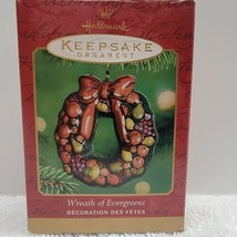 2001 Hallmark Keepsake Christmas Ornament Pressed Tin Wreath of Evergreens - £6.95 GBP
