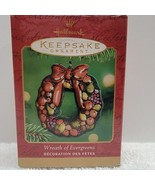 2001 Hallmark Keepsake Christmas Ornament Pressed Tin Wreath of Evergreens - £7.06 GBP