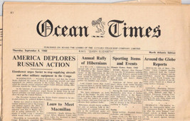 The Ocean Times Thursday Sept 2 1960 RMS Queen Elizabeth Cunard Newspaper - £7.90 GBP