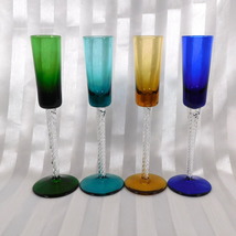 Lot of Four Stemmed Cordial Glasses with Twisted Glass Stems # 25970 - $1,210.66 MXN