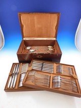 Empire by Puiforcat France Sterling Silver Flatware Set Swan 96 pc Dinner in Box - £18,131.73 GBP