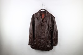 Vintage 70s Streetwear Mens 44L Distressed Lined Full Button Leather Jac... - £89.14 GBP