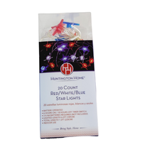 Patriotic Mini Stars LED String Lights 20 ct Battery Operated Labor Day ... - £11.88 GBP