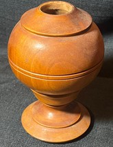 Antique Old Turned Wood Wooden Treen Ware Art Treenware Footed Ball Box ... - $110.00