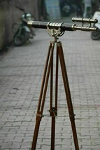 Brass Antique Floor Standing Telescope With Wooden Tripod Stand Nautical Gifts - £195.12 GBP