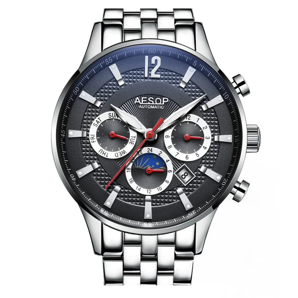 Watch AESOP  Automatic Mechanical Watch Men Business Fashion Mens  Stainless Ste - £74.32 GBP