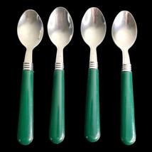 Stainless Steel Flatware Teaspoon Hunter Forest Green Acrylic Handles 4 Pieces - £7.56 GBP