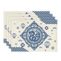 Artoid Mode Zodiac Snake Lantern Red Round Placemats 14in Set of 4 - $210.13 MXN