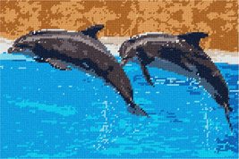 Pepita Needlepoint Canvas: Pair of Dolphins, 12&quot; x 8&quot; - $86.00+